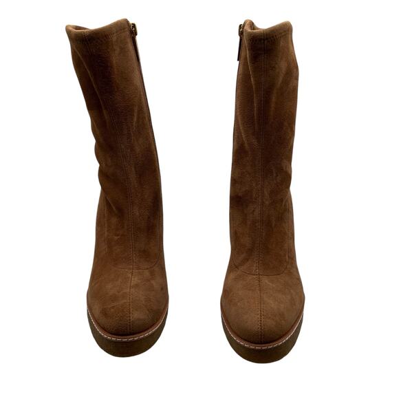 Veronica Beard Women 9.5 Arlo Suede Leather Wedge Boots Hazelwood Tan Brown NWOT - Picture 9 of 16